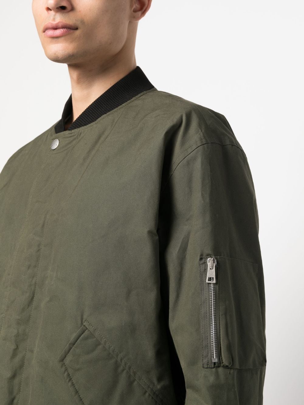 Shop Apc Zip-pocket Cotton Bomber Jacket In Green