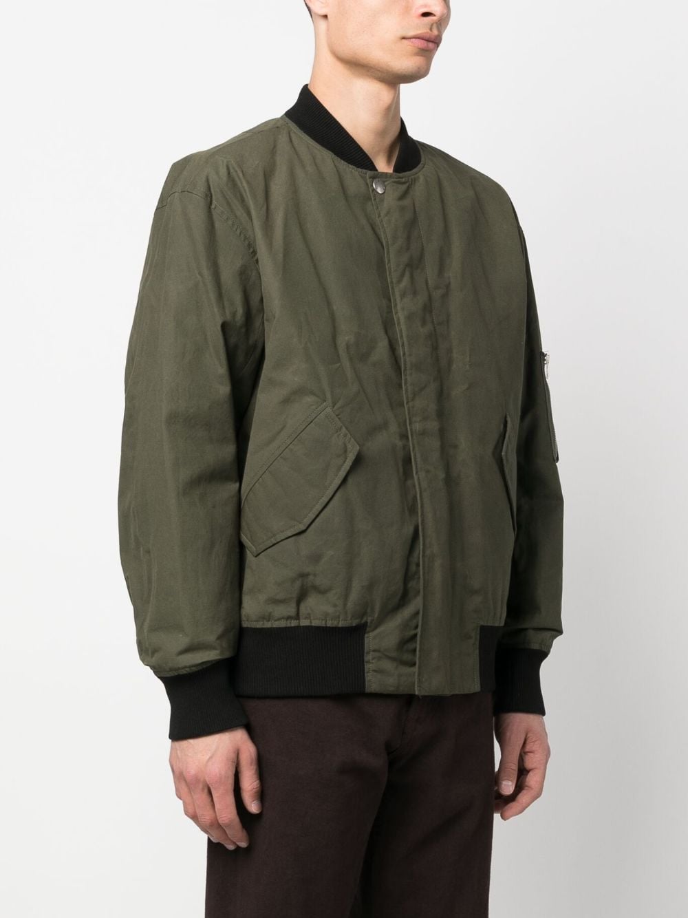 Shop Apc Zip-pocket Cotton Bomber Jacket In Green