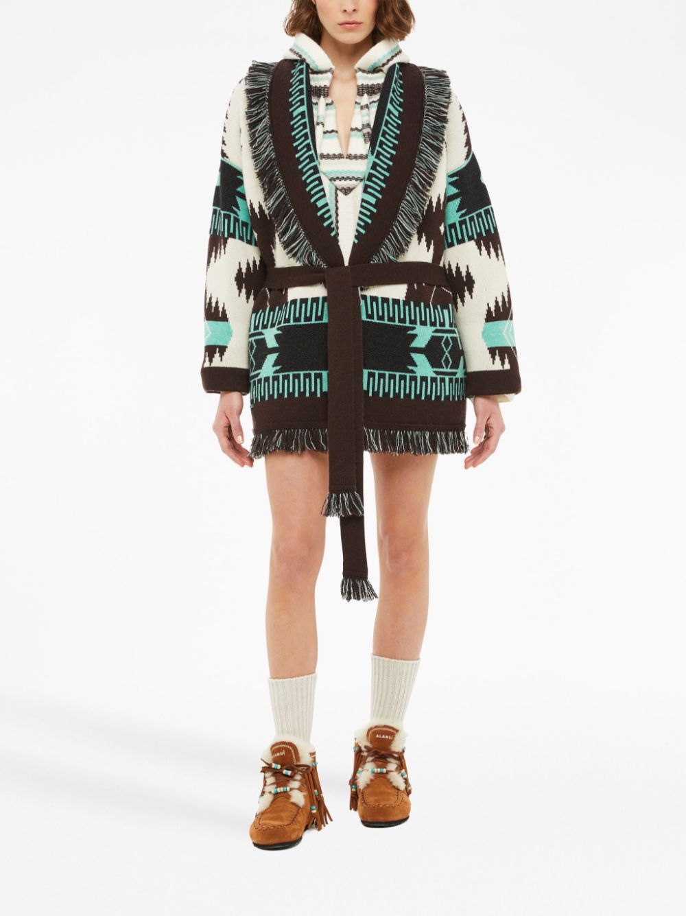 Alanui Icon Jacquard fringed cardigan Women