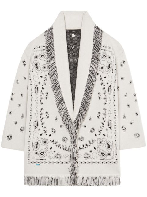 Alanui Bandana Jacquard fringed cashmere cardigan Women