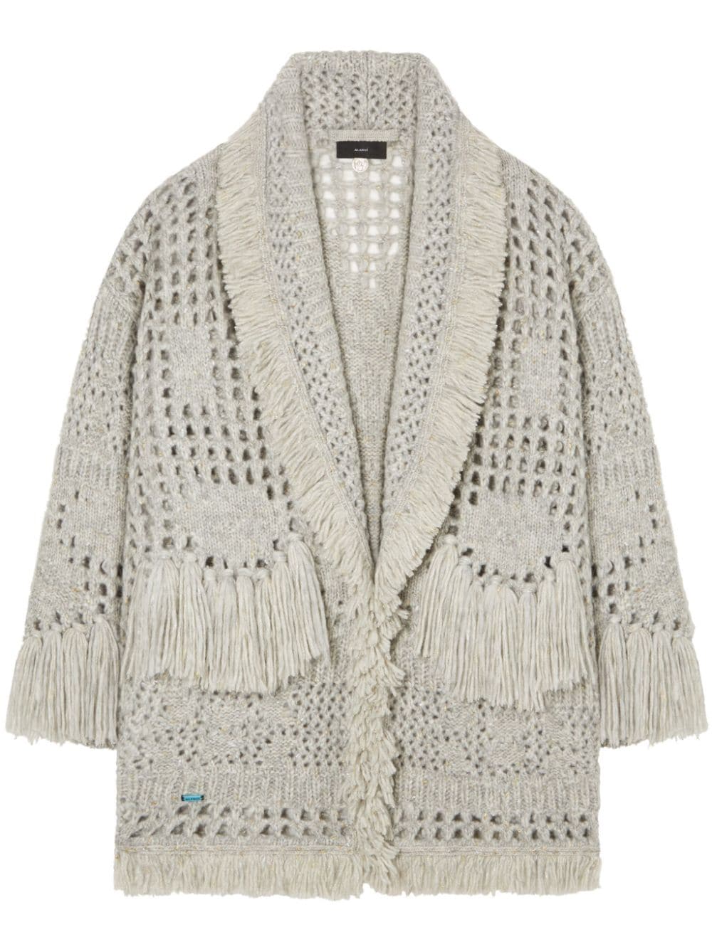 Shop Alanui The Astral Speckle-knit Cardigan In Grey