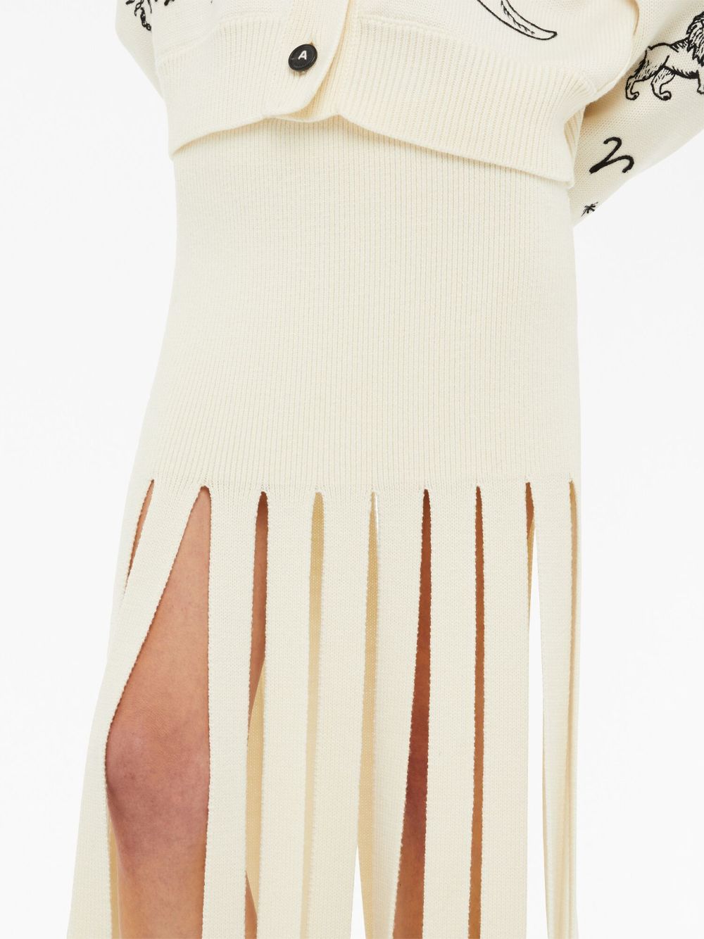 Shop Alanui Fair Winds Fringed Knitted Skirt In Neutrals