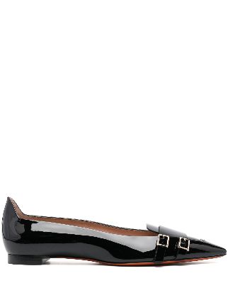 Santoni Patent Leather Bucked Ballerinas Farfetch