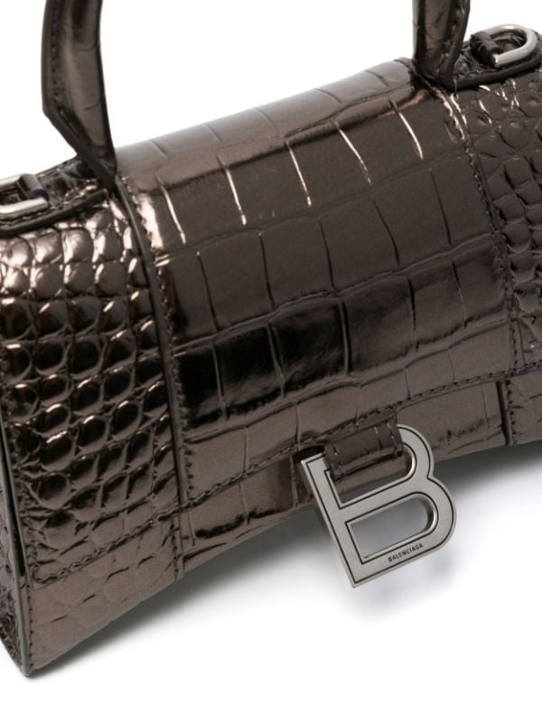 Balenciaga Hourglass crocodile-embossed Shoulder Bag - Farfetch