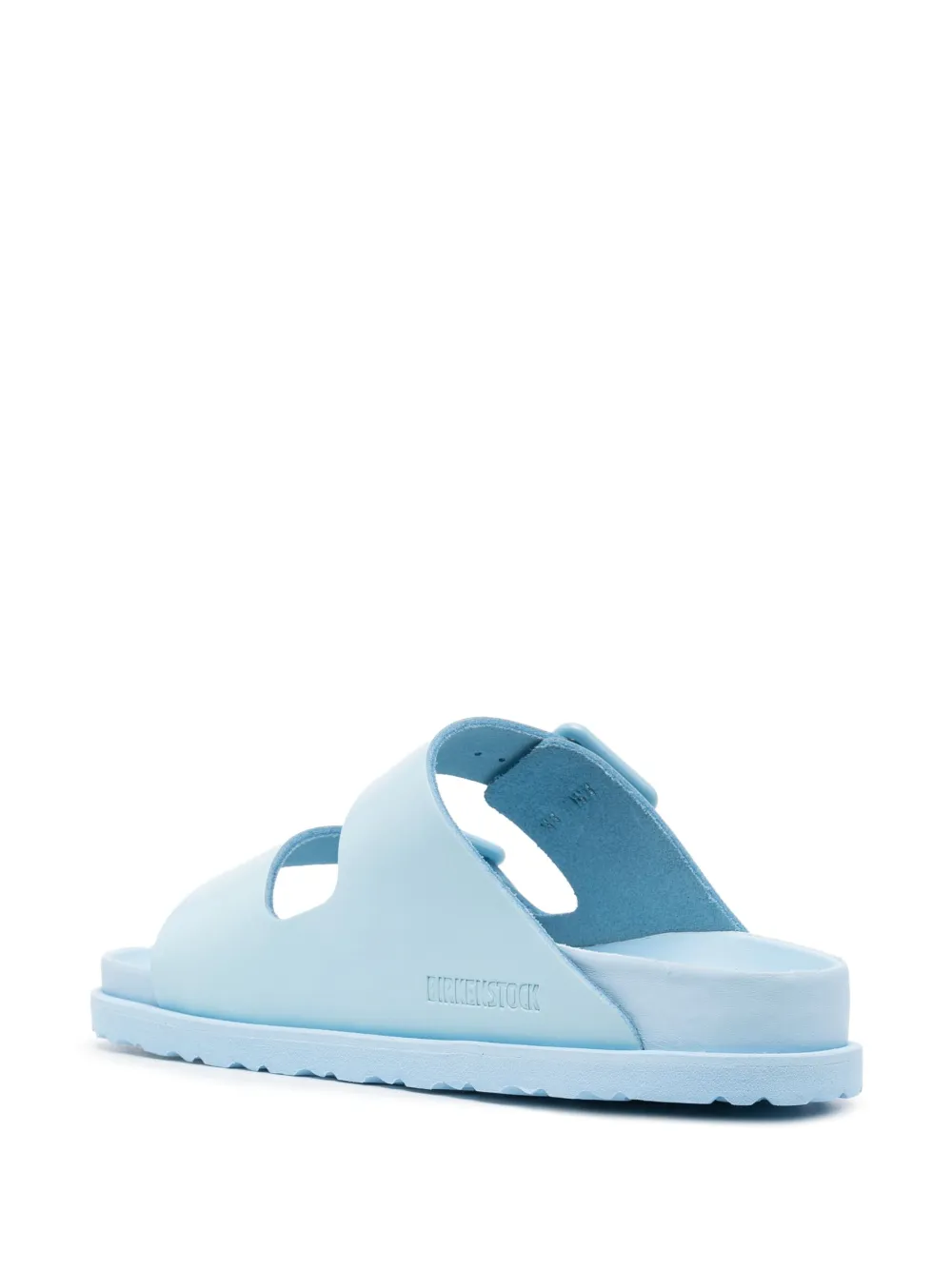 Shop Birkenstock Arizona Leather Slides In Blau