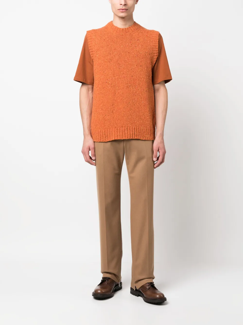 Tagliatore crew-neck intarsia-knit vest - Oranje