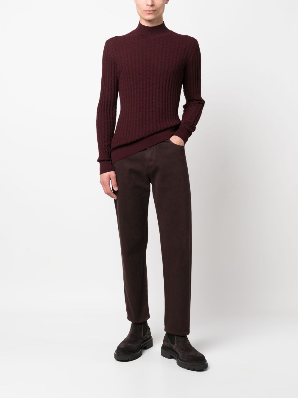 Tagliatore mock-neck virgin wool jumper - Paars