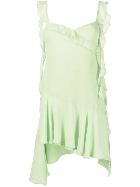 asymmetric ruffle-trimmed minidress