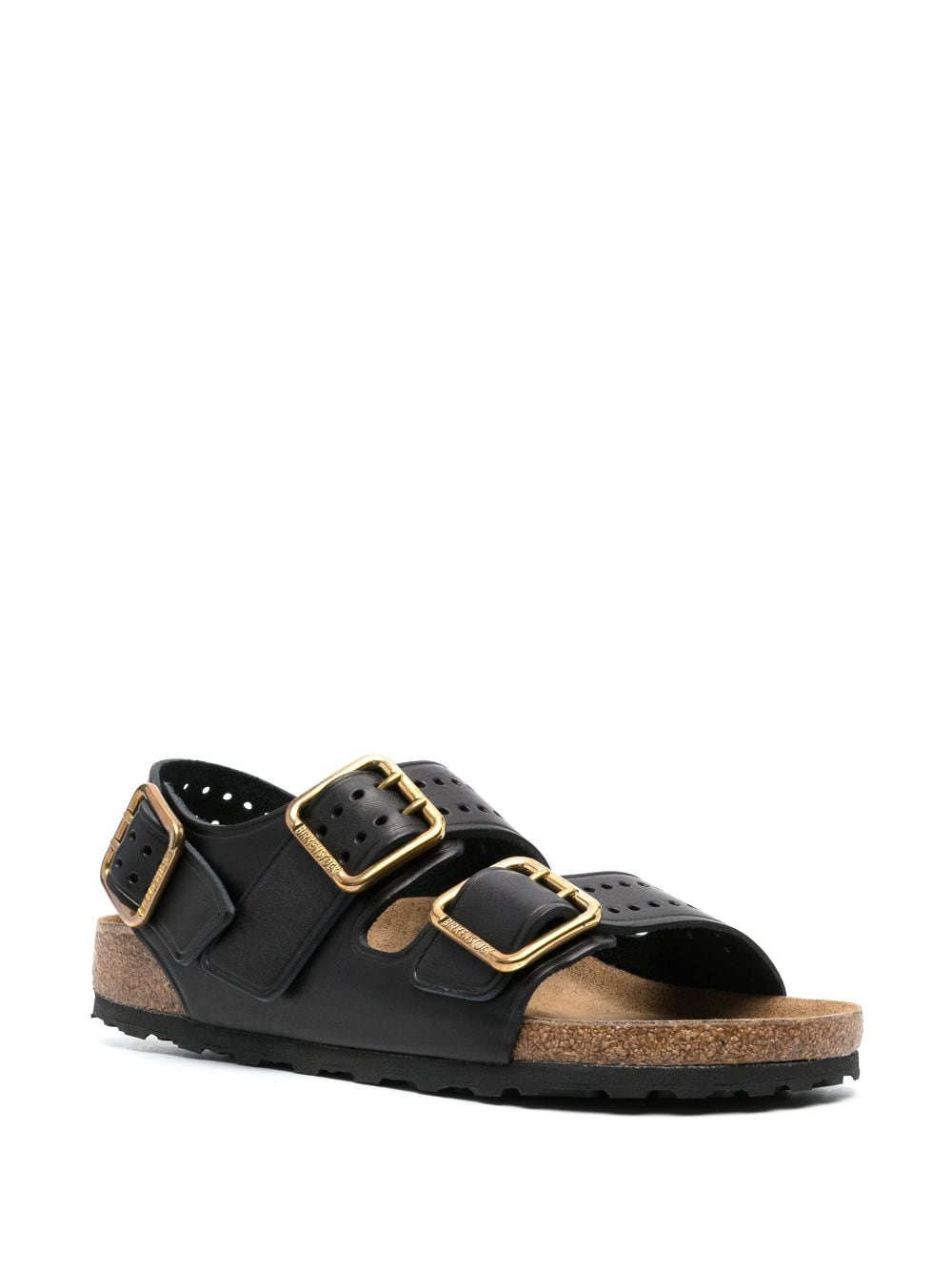 Birkenstock buckled leather sandals - Zwart