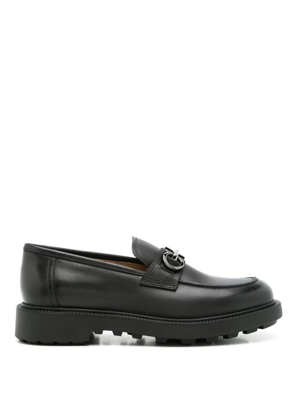 Ferragamo Black Leather Cocoon Loafers In Multi