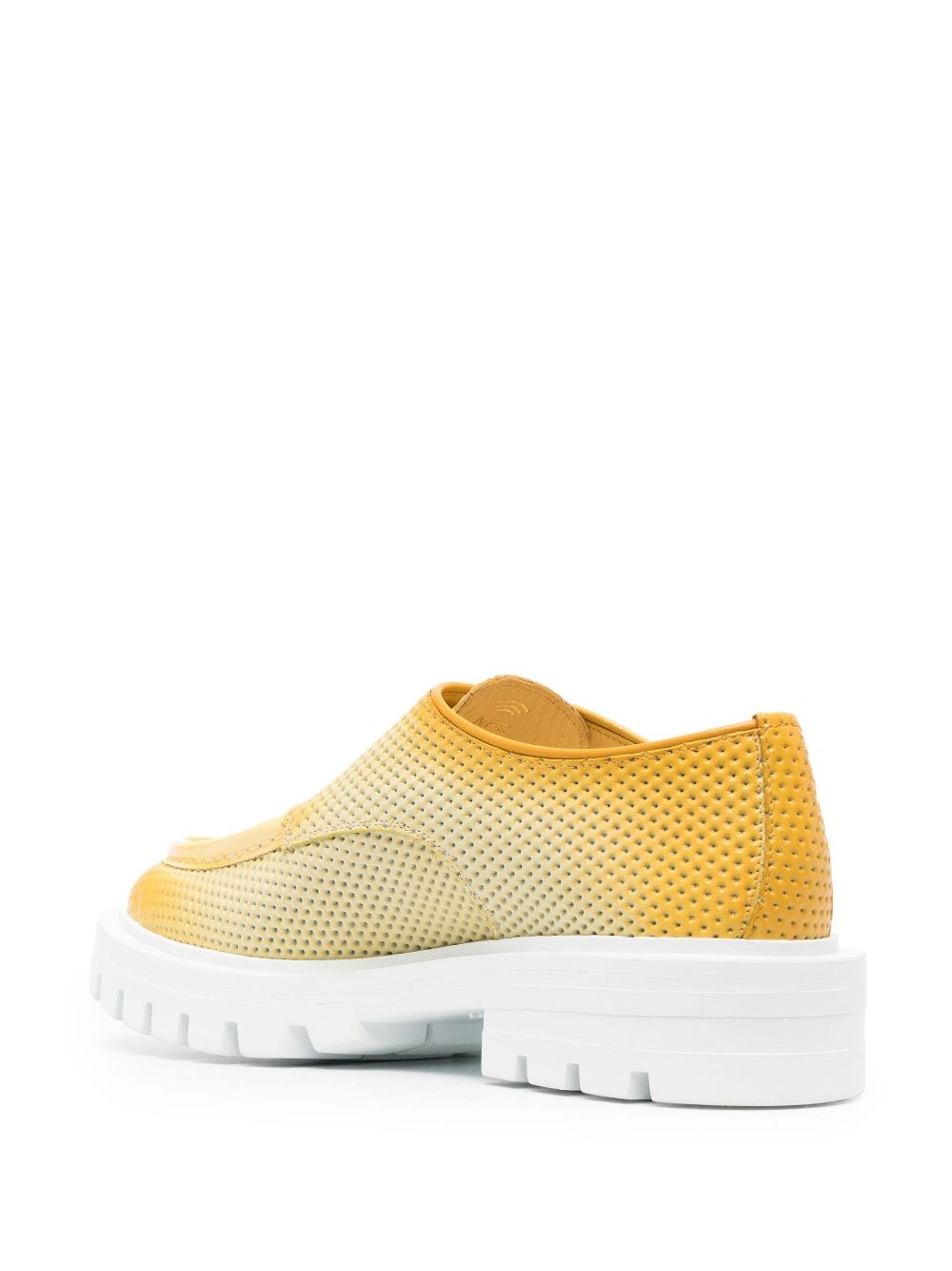Shop Santoni Ombré Perforated-leather Loafers In Yellow