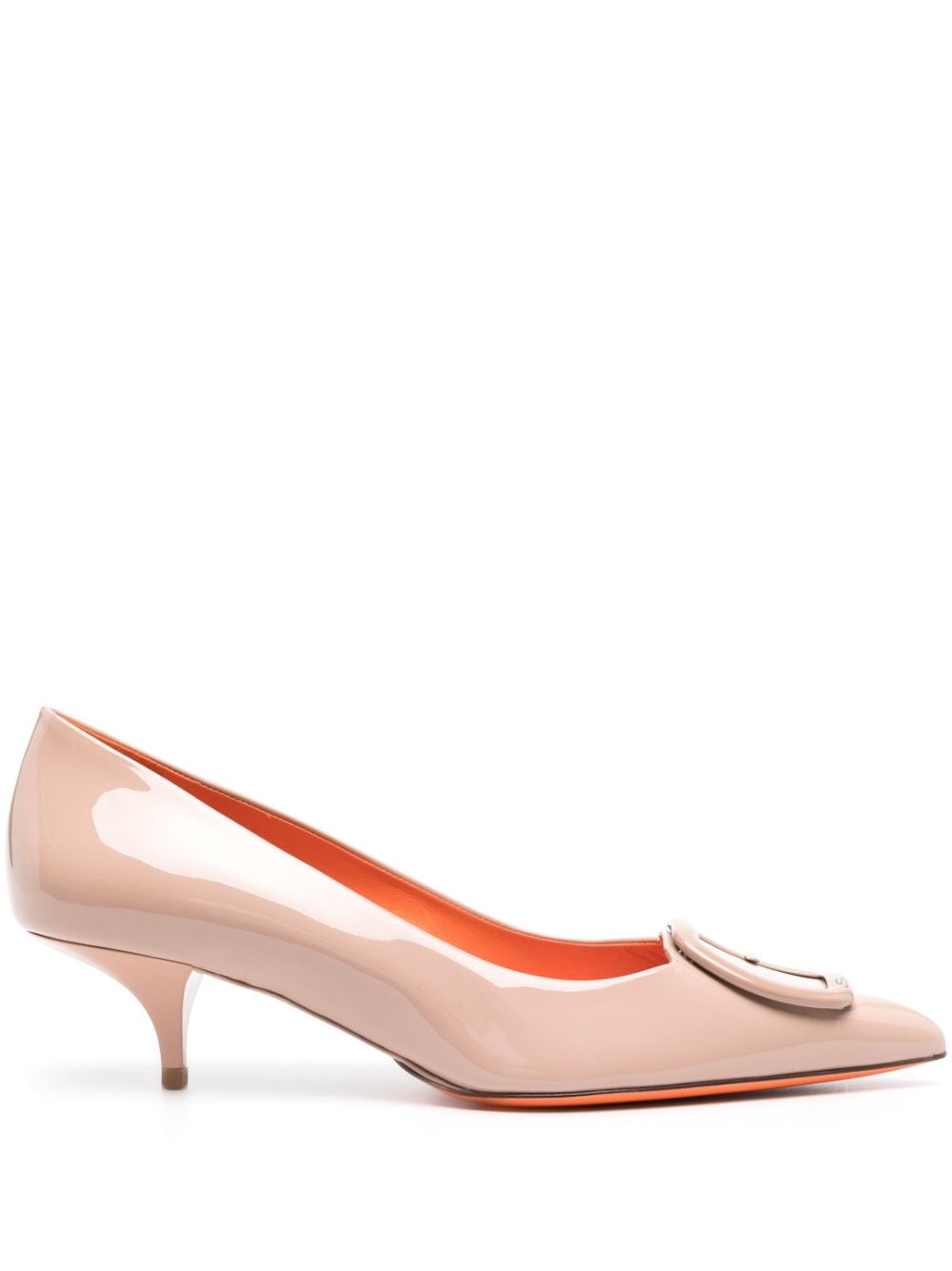 Shop Santoni 50mm Pointed-toe Patent Leather Pumps In Pink