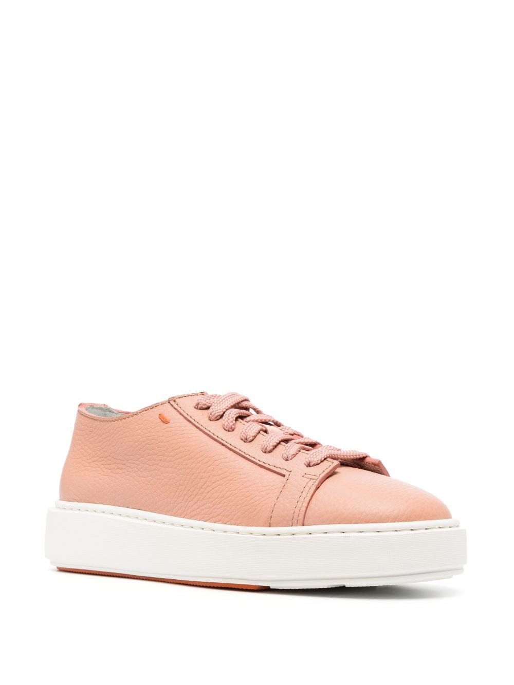 Shop Santoni Tumbled Leather Sneakers In Pink