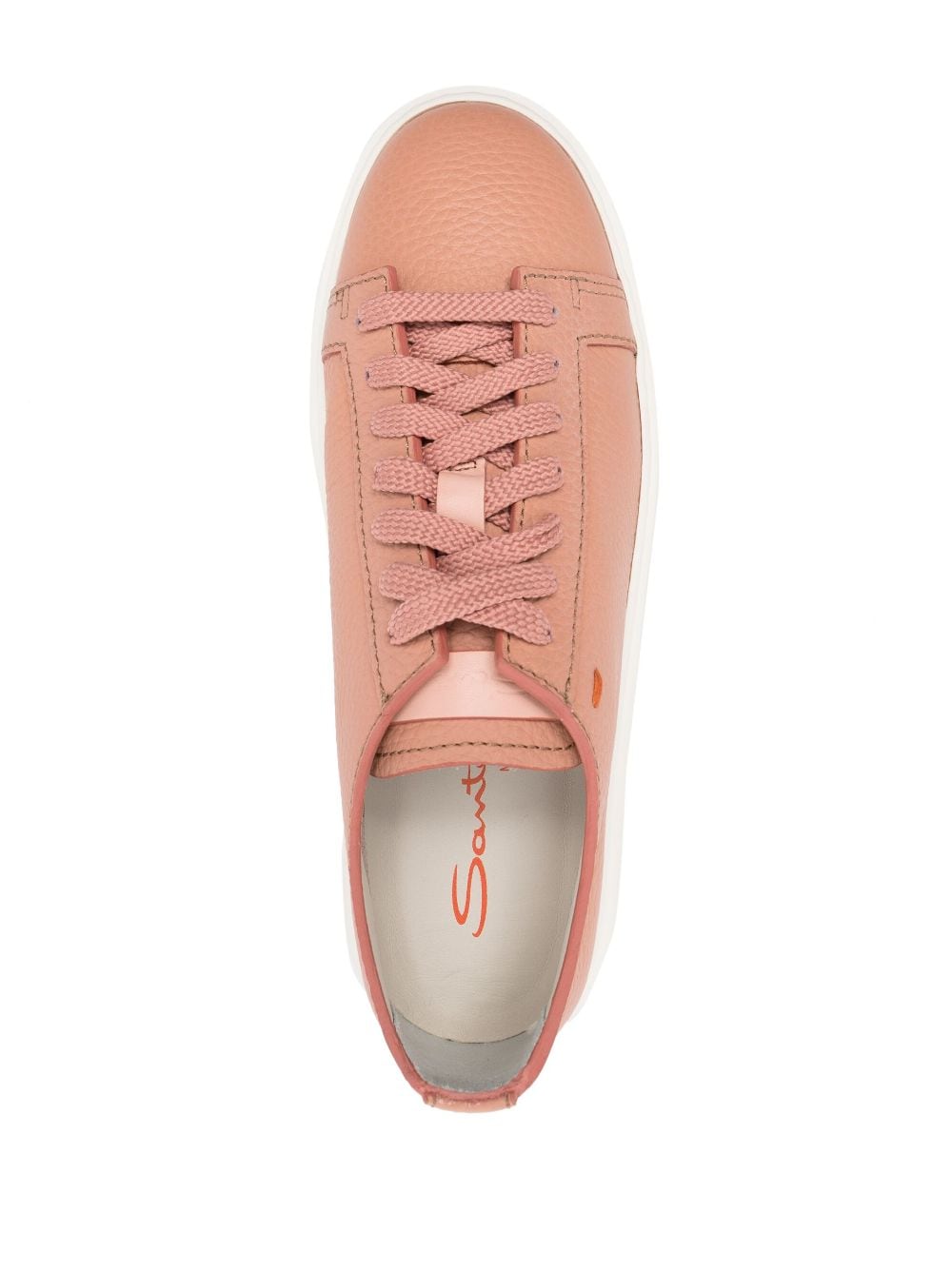 Shop Santoni Tumbled Leather Sneakers In Pink