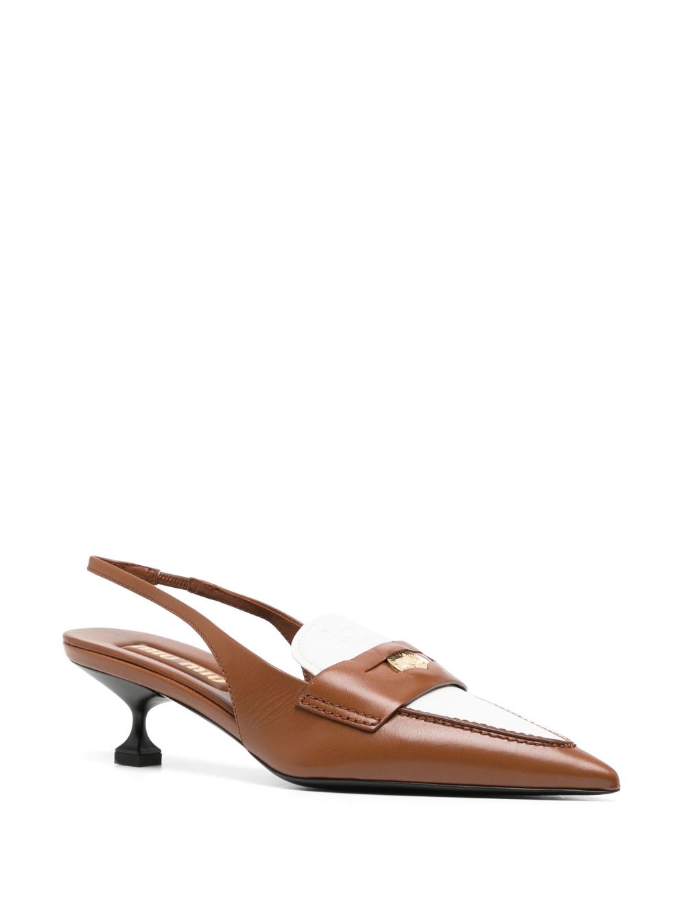 Miu Miu Slingback pumps met puntige neus - Bruin