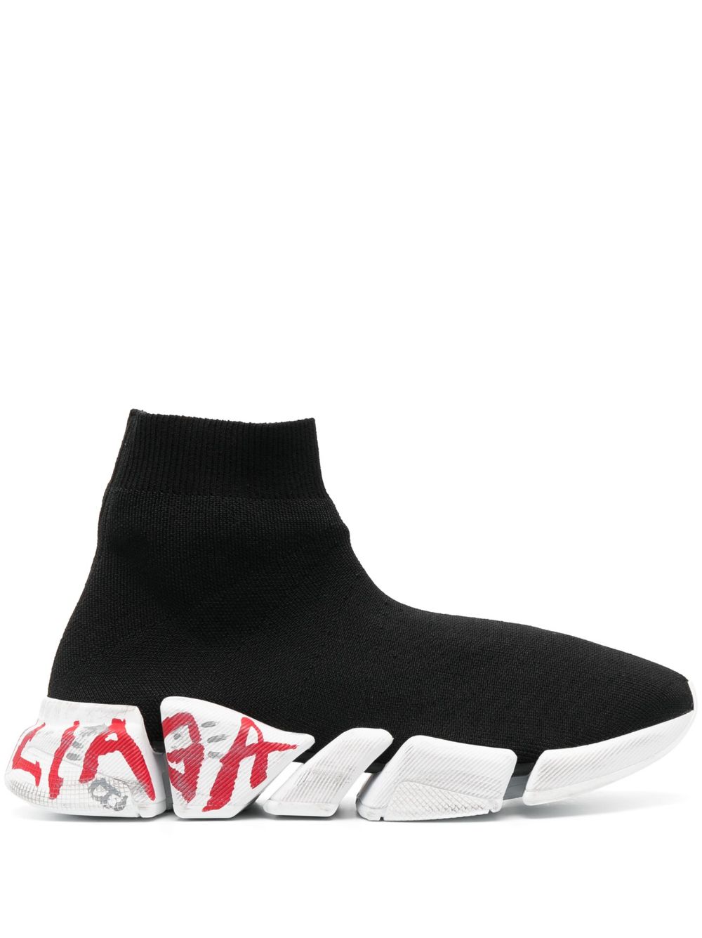 Balenciaga Speed Graffiti-print Sneakers In Black