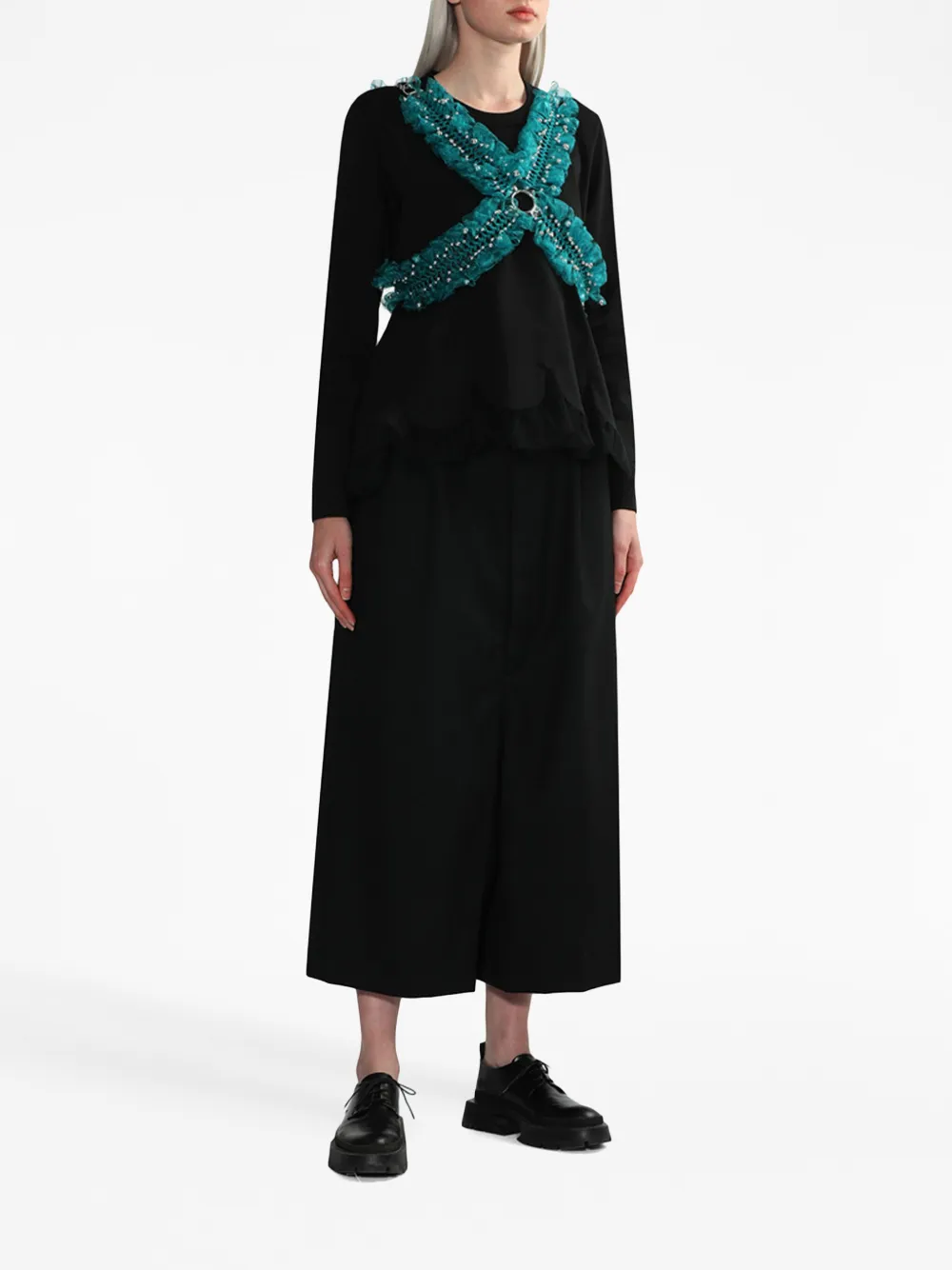 Noir Kei Ninomiya Blouse met ruches - Zwart