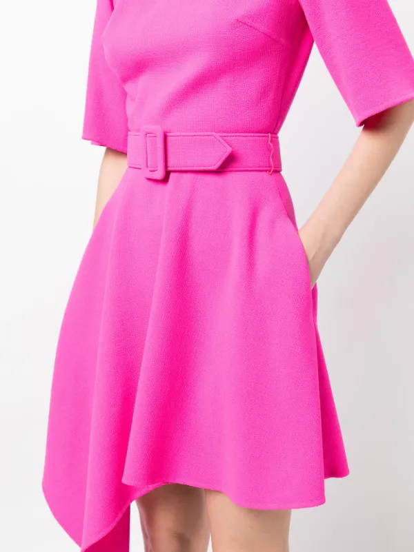 oscar de la renta hot pink dress Oscar de la Renta Hot Pink Princess Seam Wool Dress
