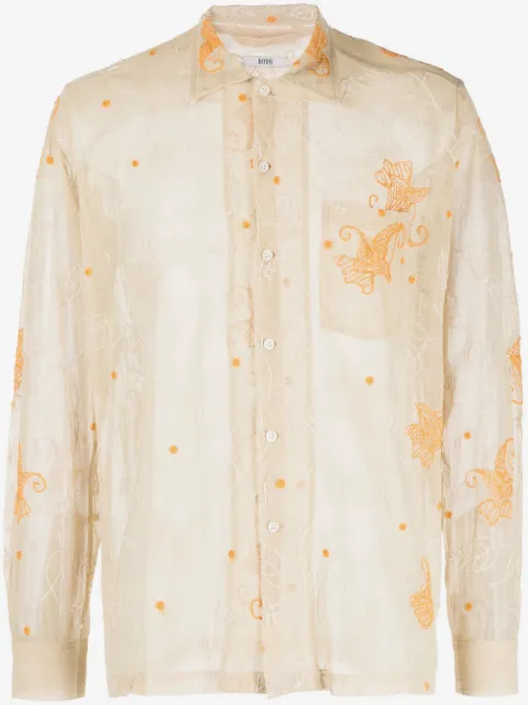 BODE Mesh Lilium long-sleeve shirt