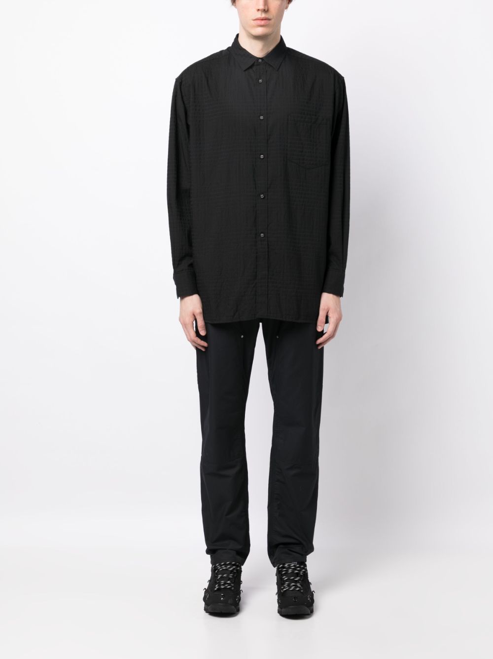 Shop White Mountaineering Patterned Jacquard Long-sleeve Shirt In Black
