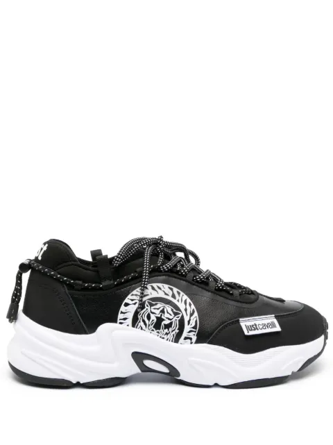 Just Cavalli logo-print leather sneakers