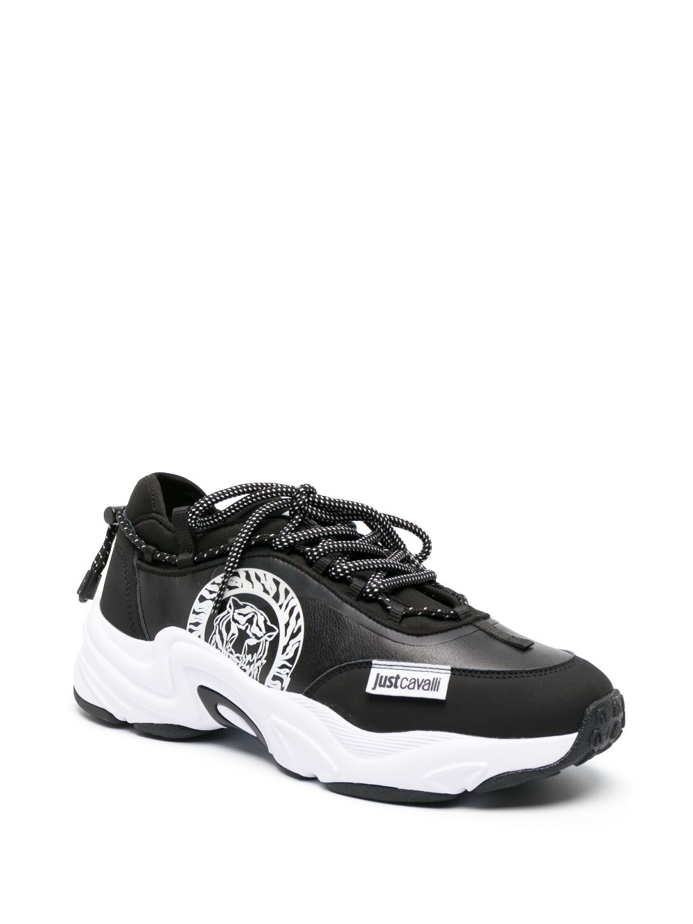 Image 2 of Just Cavalli logo-print leather sneakers