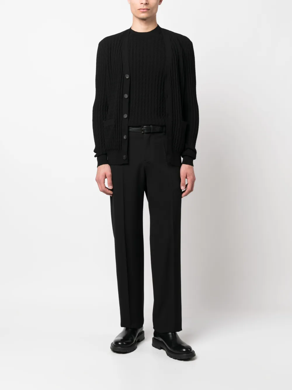 Tagliatore short-sleeve cable-knit jumper - Zwart