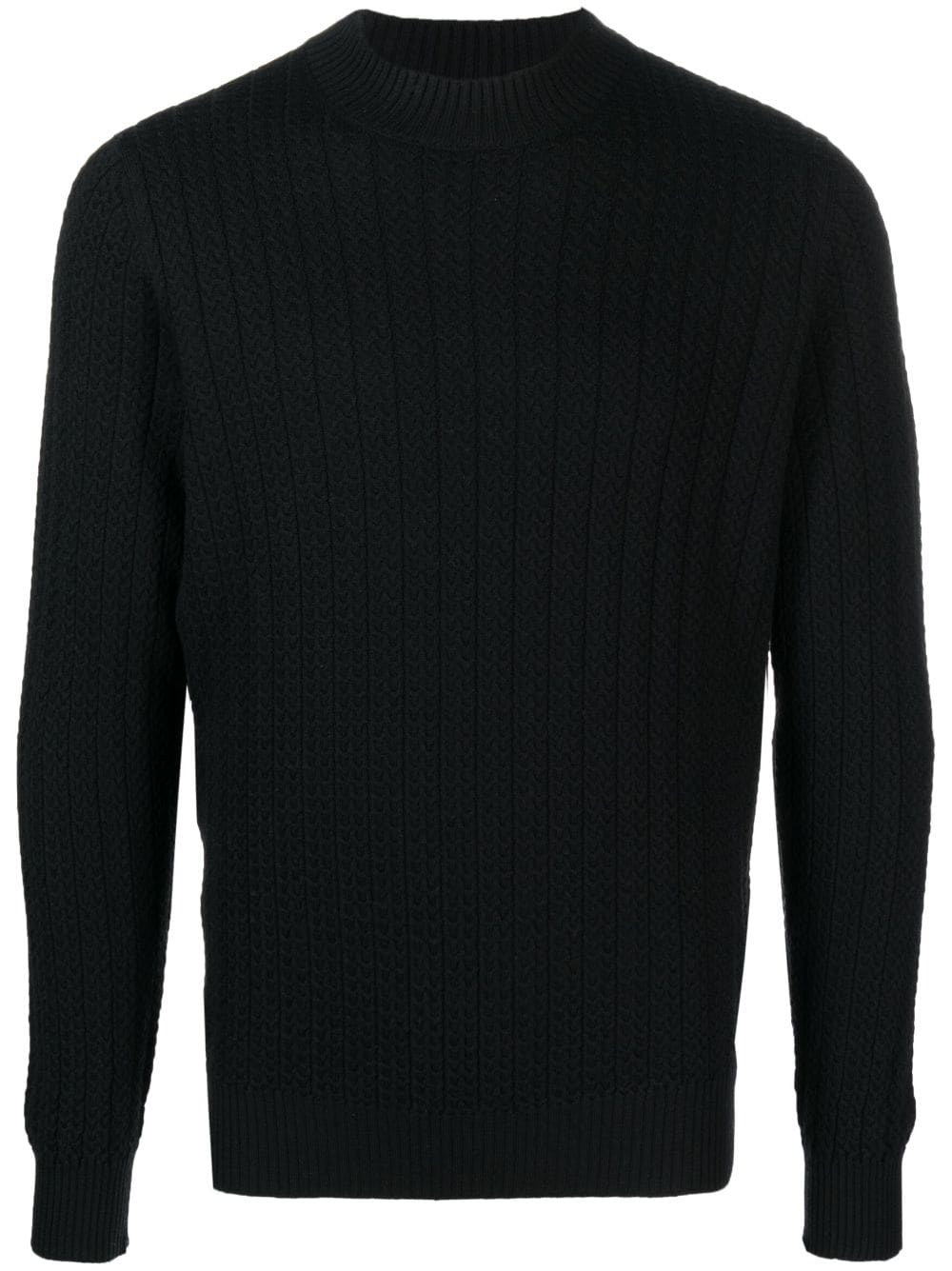 Shop Tagliatore Cable-knit Virgin-wool Sweater In Black