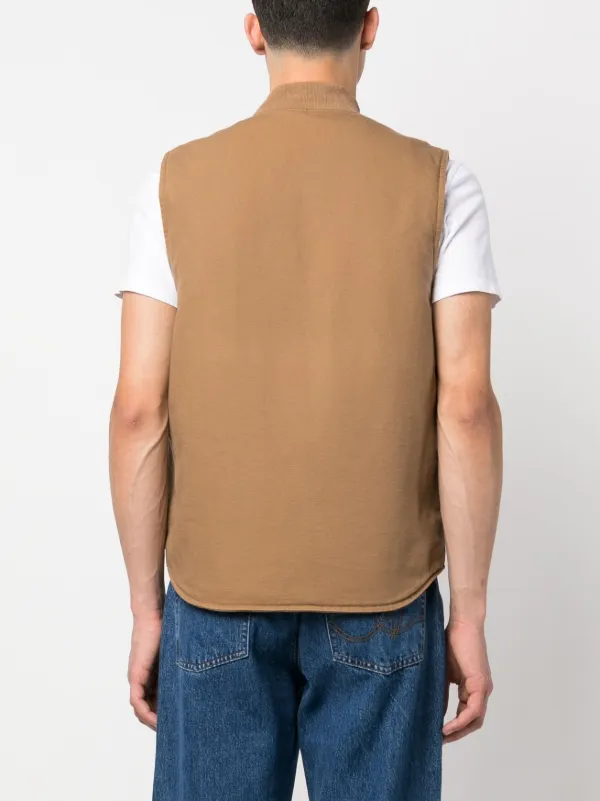 Carhartt WIP logo-patch Zipped Gilet | Brown | FARFETCH