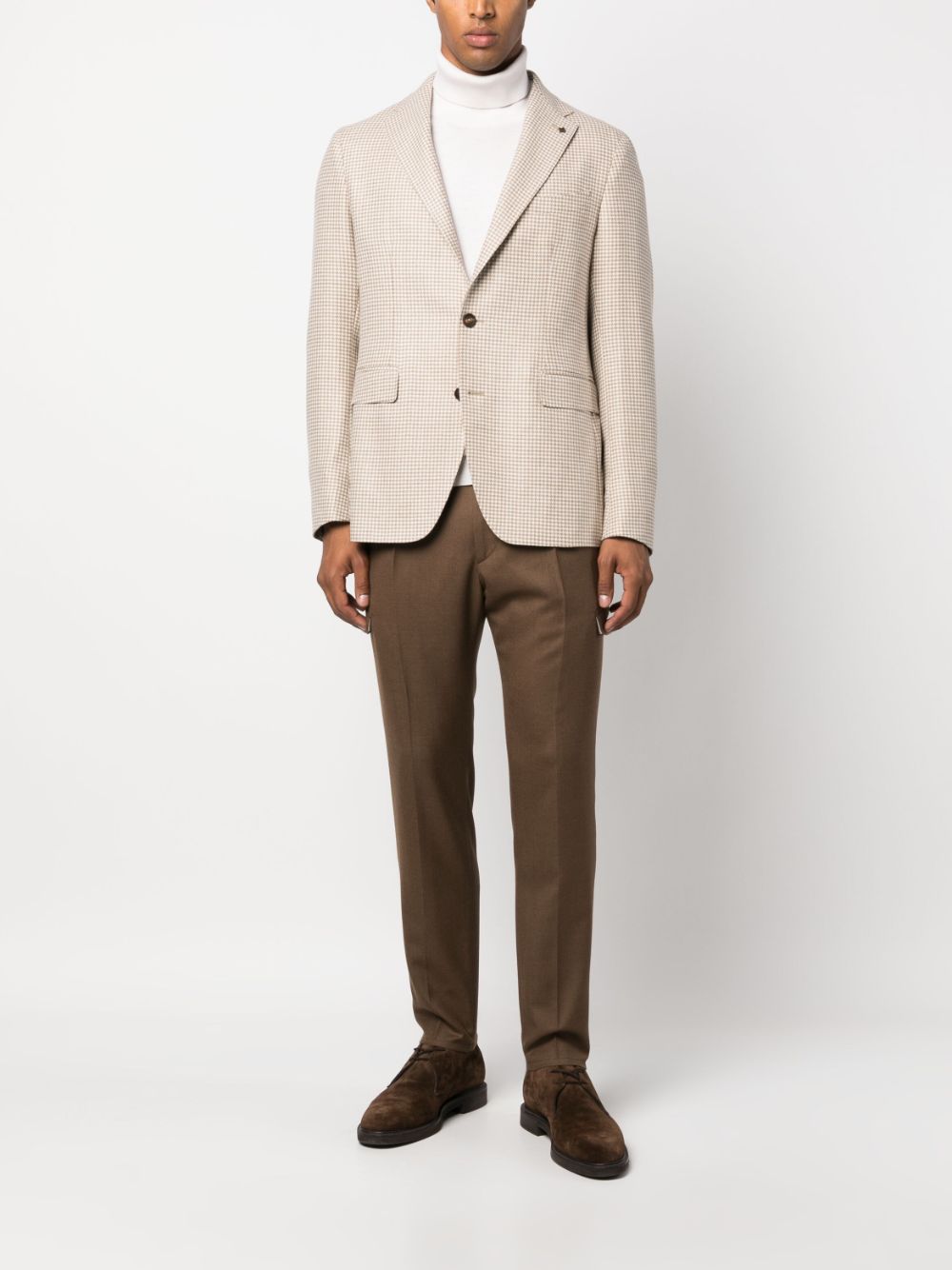 Tagliatore checked single-breasted blazer - Beige