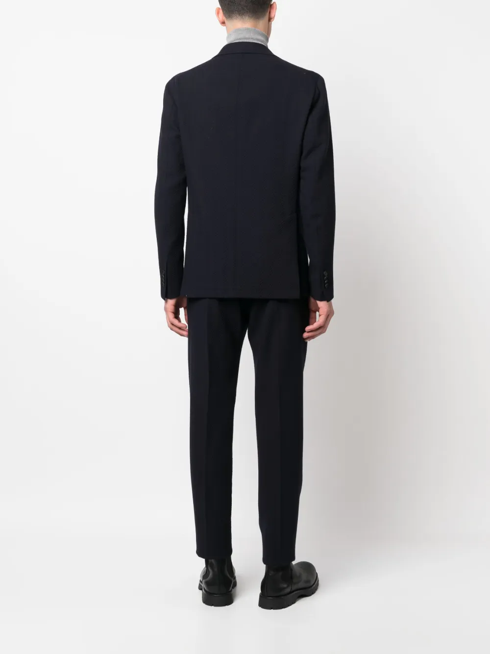Tagliatore Single-breasted Textured Suit In Blue