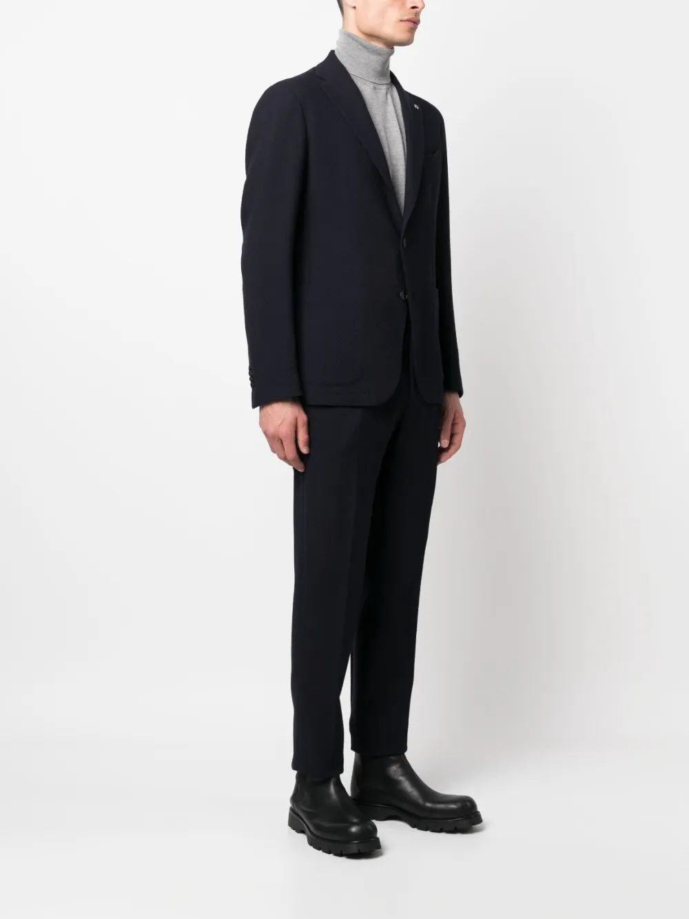 Tagliatore Single-breasted Textured Suit In Blue