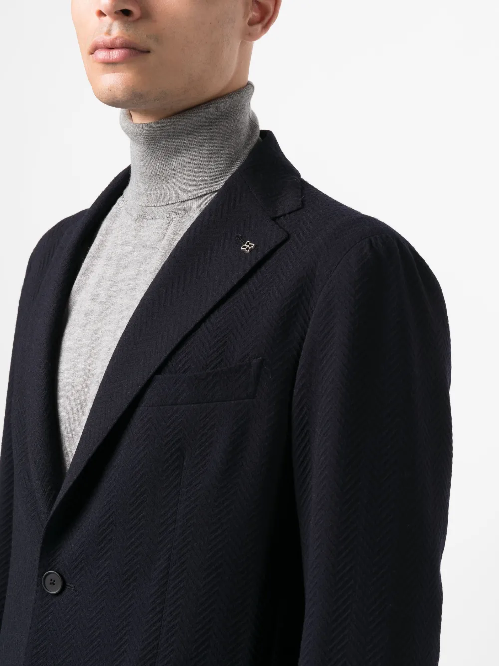 Tagliatore Single-breasted Textured Suit In Blue