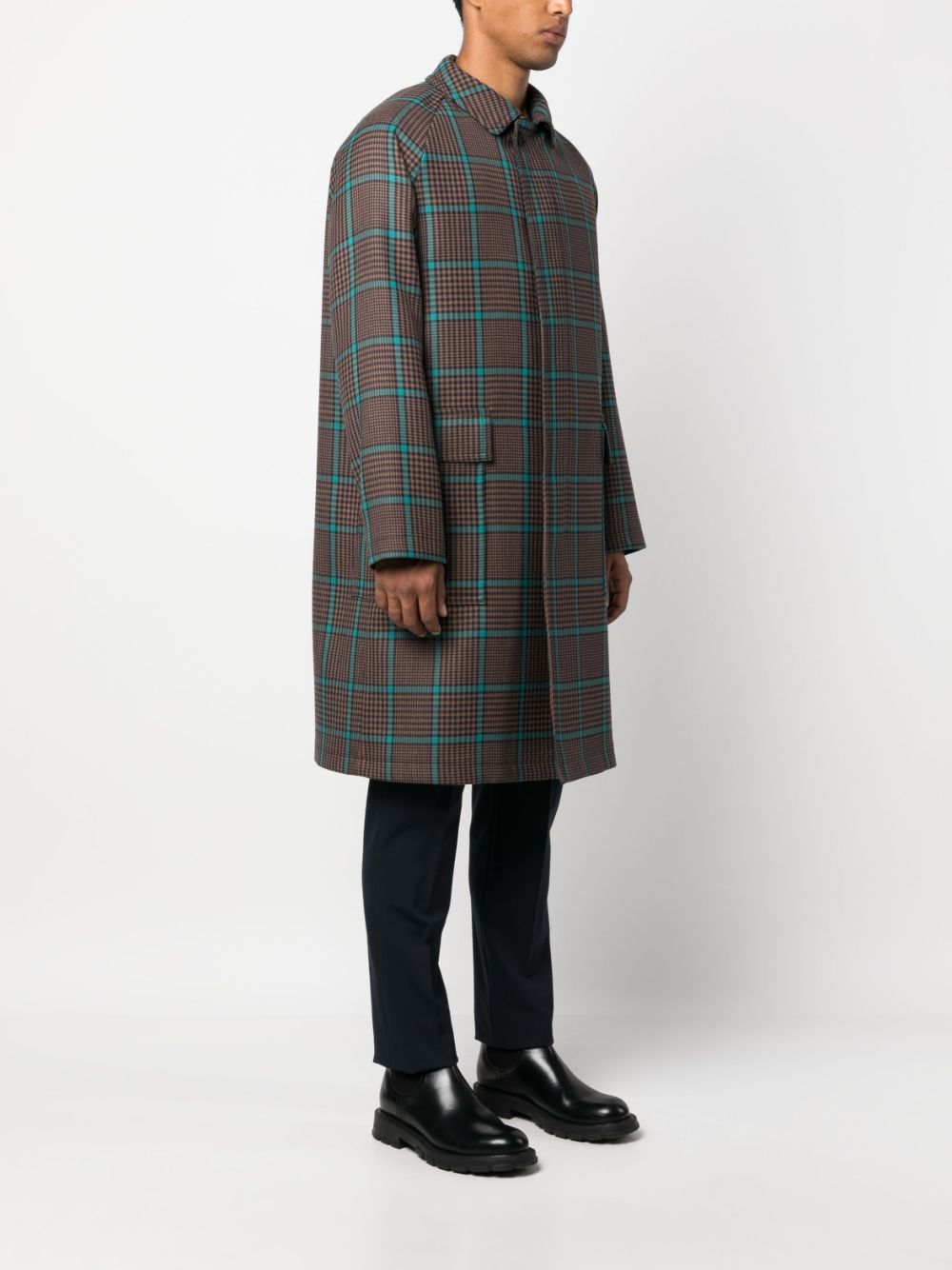 Shop Tagliatore Check-print Single-breasted Coat In Brown