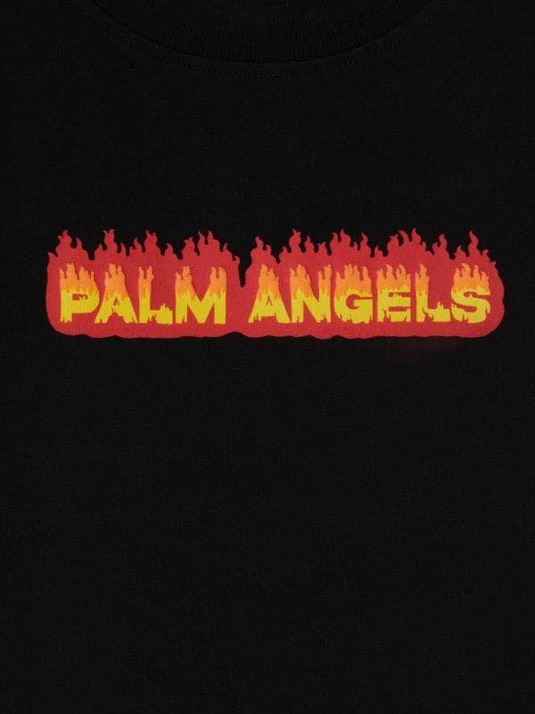 Logo Cotton T Shirt in Red - Palm Angels Kids