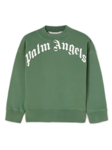 Palm Angels Kids curved-logo cotton sweatshirt