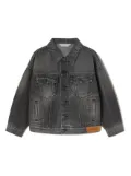 Palm Angels Kids Flames washed denim jacket - Black