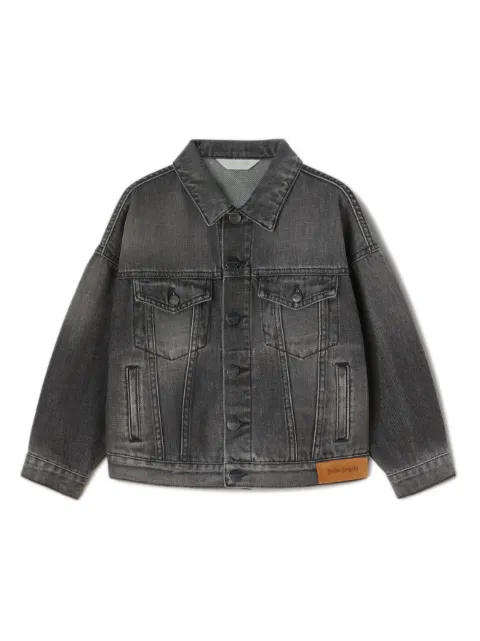 Palm Angels Kids Flames washed denim jacket
