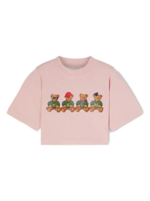 Palm Angels Kids College Bears cropped T-shirt