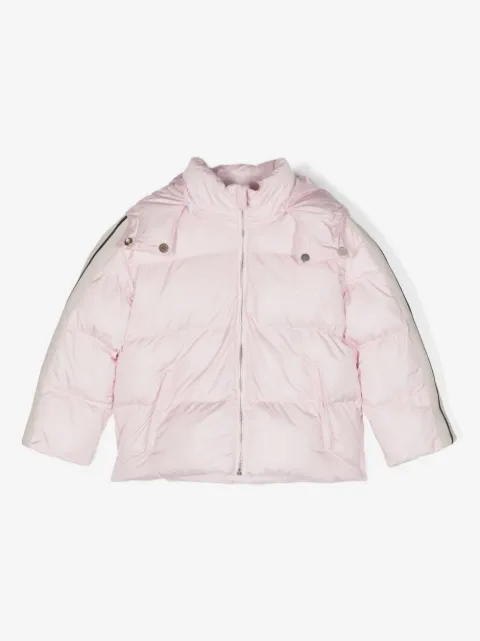 Palm Angels Kids logo-print quilted hooded jacket