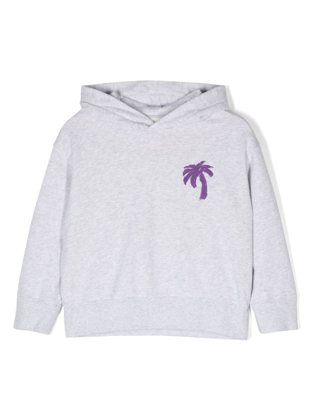 Palm Angels Kids palm tree-print panelled cotton hoodie - Grigio