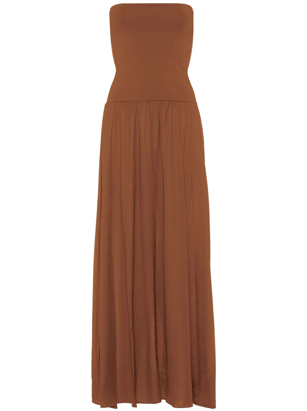 Shop Eres Ankara Strapless Maxi Dress In Brown