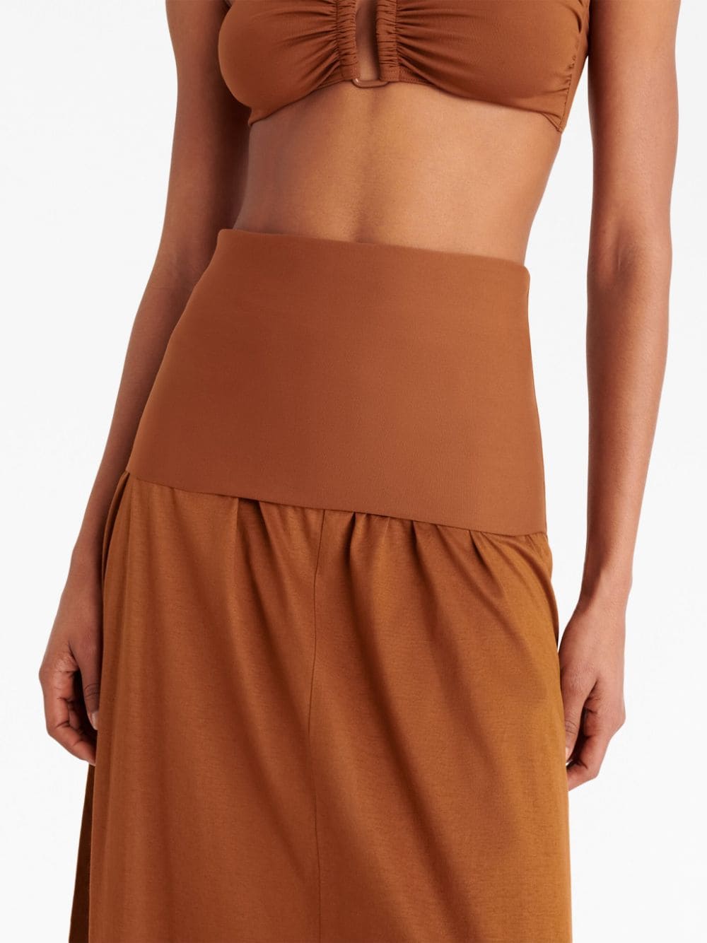 Shop Eres Ankara Strapless Maxi Dress In Brown