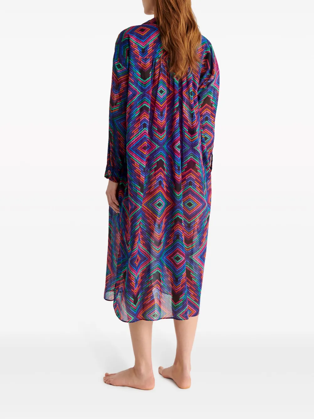 Shop Eres Dj Geometric-print Shirtdress In Blue