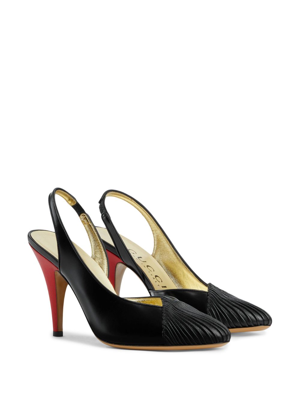 Gucci 95mm pleat-detail slingback pumps - Zwart