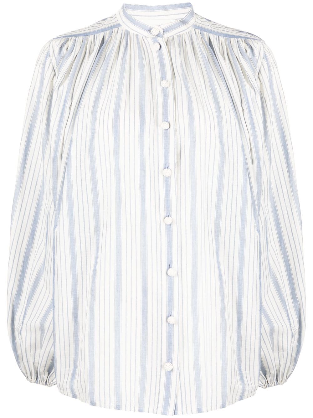 Zimmermann Chintz Striped-print Cotton-blend Shirt In Blau