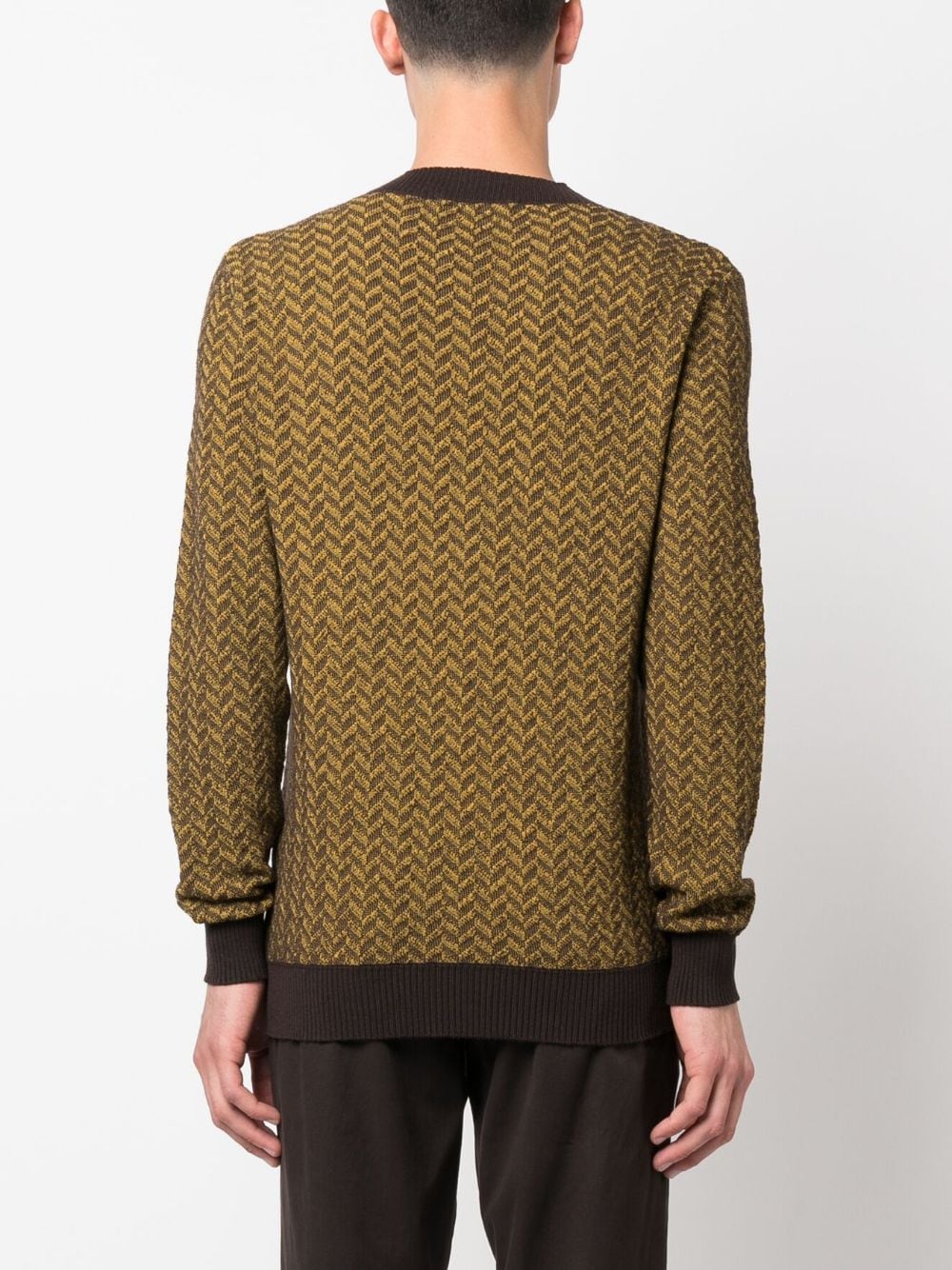 Shop Tagliatore Herringbone Crew-neck Jumper In Brown