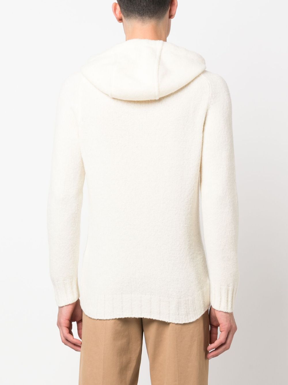 Tagliatore intarsia-knit brushed hoodie Men