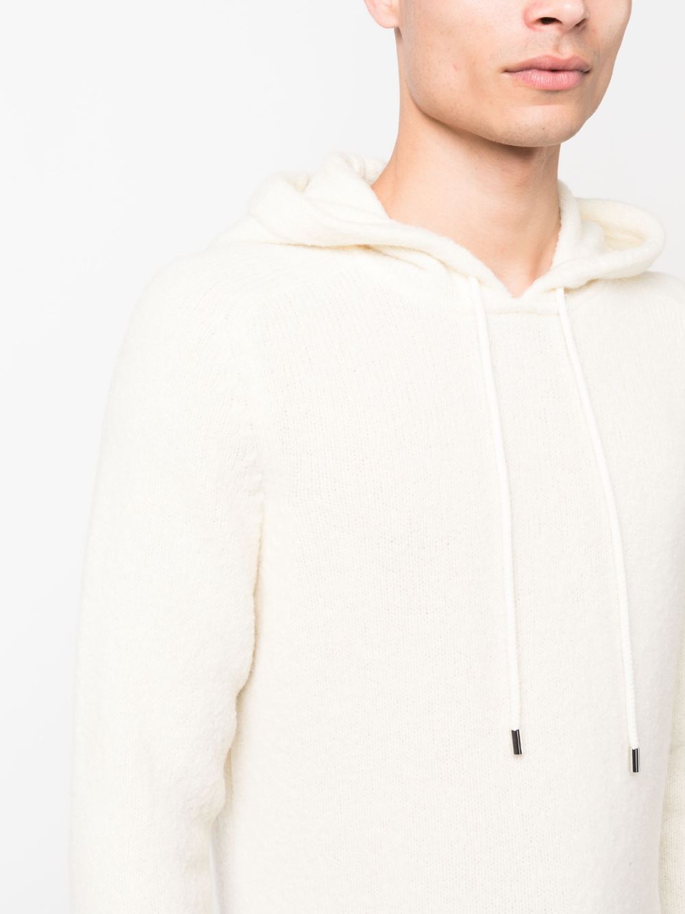 Tagliatore intarsia-knit brushed hoodie Men