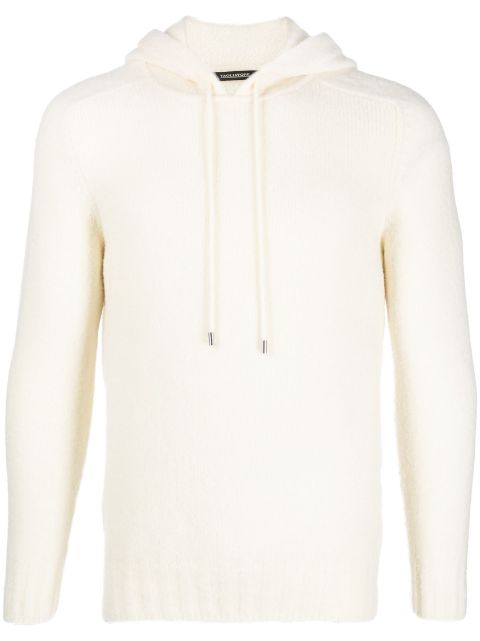 Tagliatore intarsia-knit brushed hoodie Men